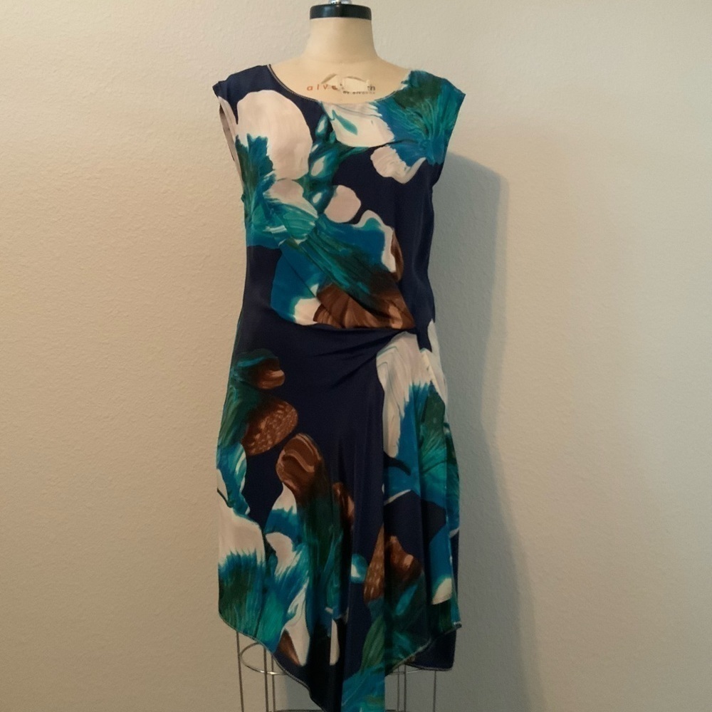 𝅺anthropologie Silk Print Dress. Spring